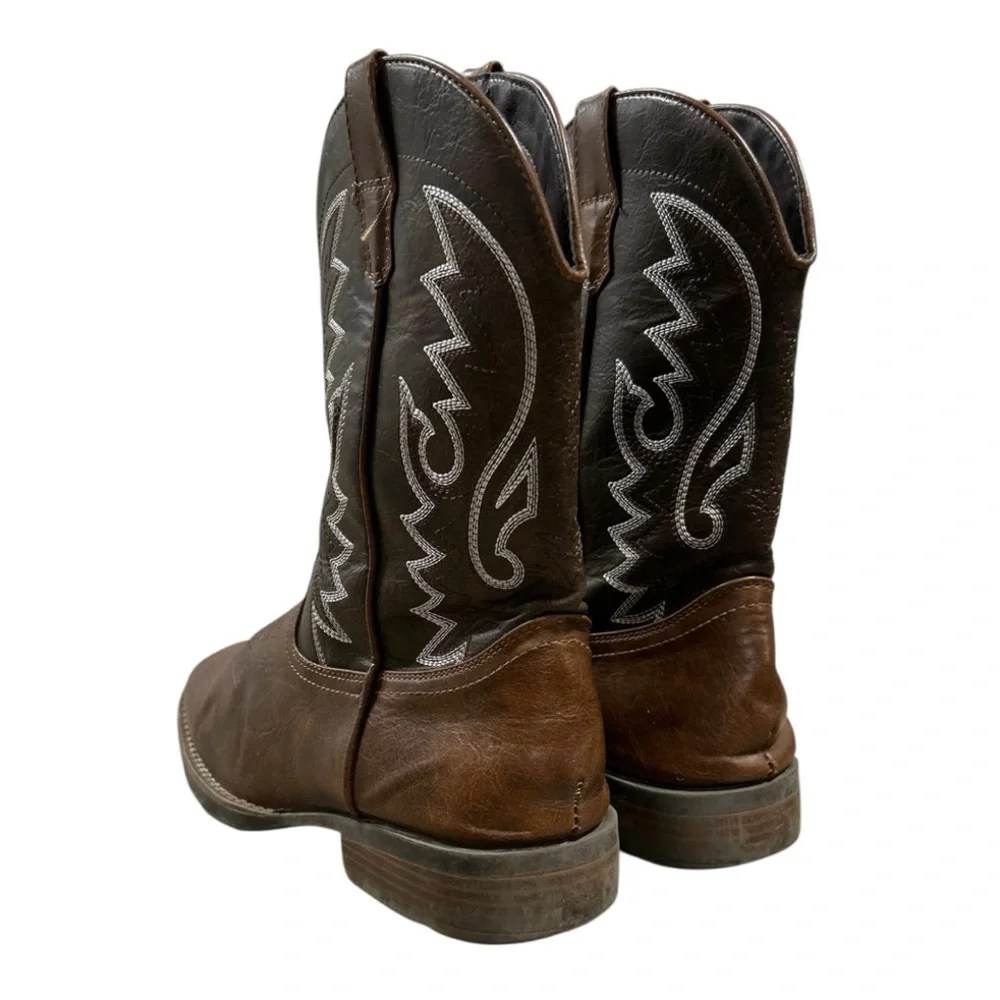 IUV Men’s Brown Square Toe Western Cowboy Boots. Size 8 - Picture 4 of 8